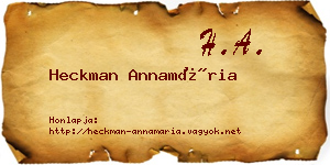 Heckman Annamária névjegykártya